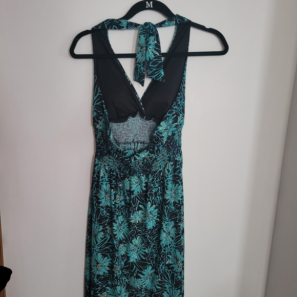 Turquoise and Black Sunflower Halter Dress by Speechless sz L - Picture 5 of 6
